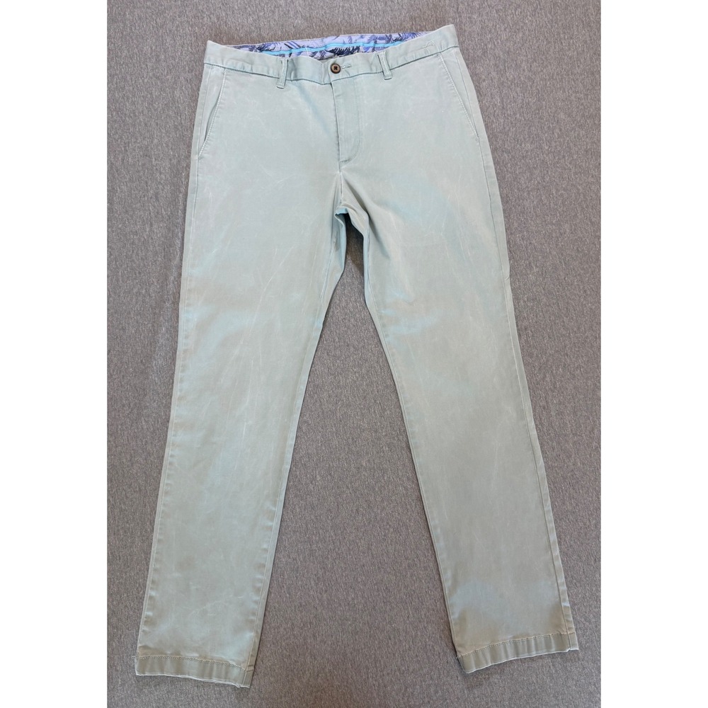 Tommy Bahama Boracay Chino Pants Mens 34x32 Light Green Sage Tencel Stretch